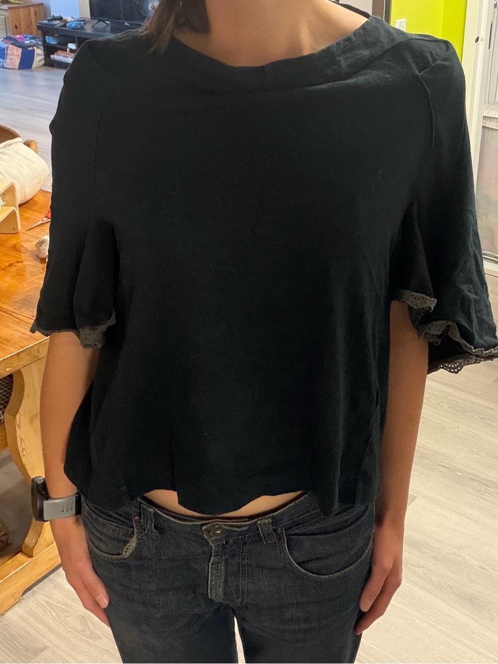 Tricot Comme des Garcons Black Ruffle Sleeve Tee - Picture 5 of 5